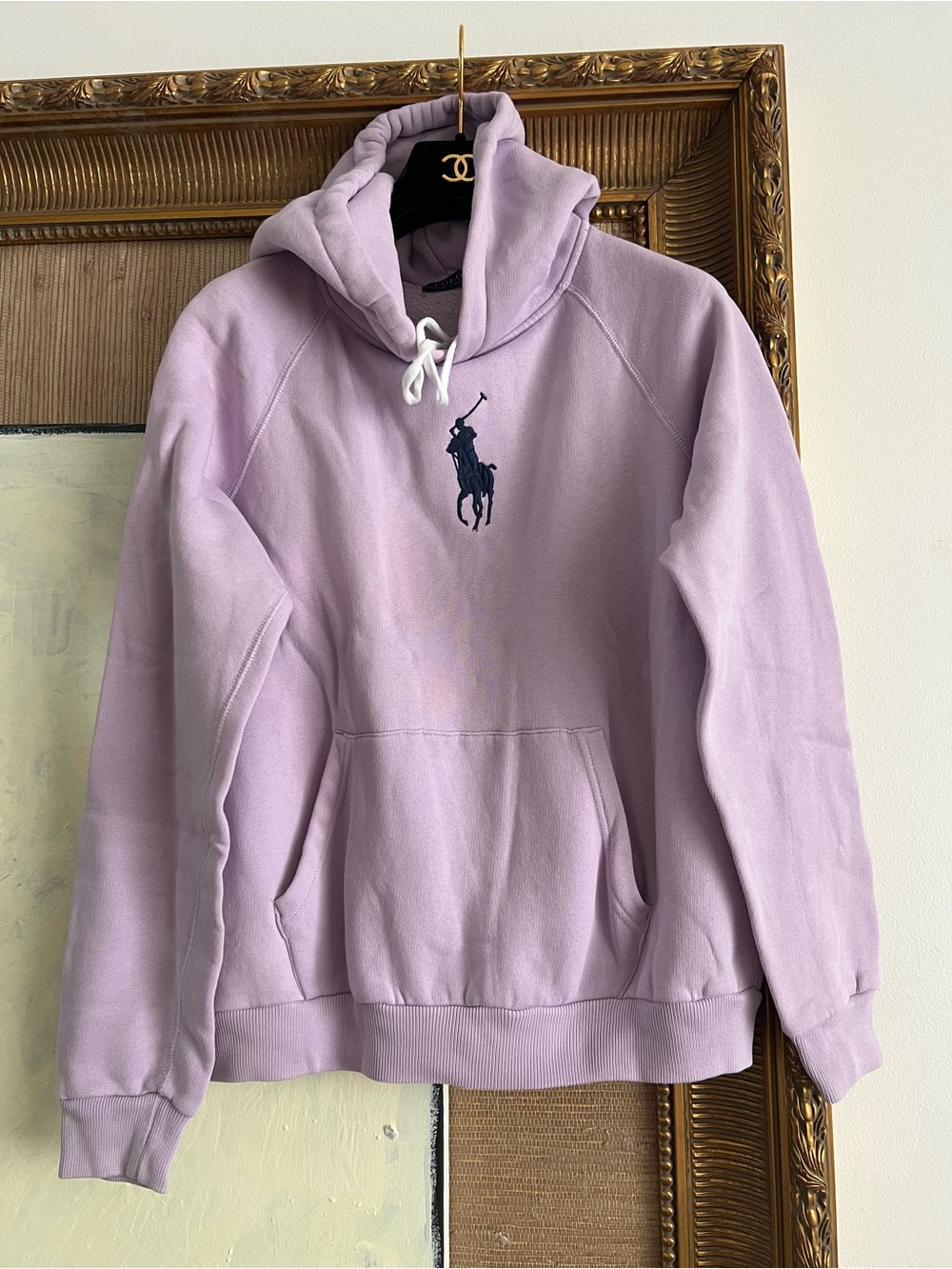 Ralph Lauren Lavender V-Neck Hoodie with Navy Pony